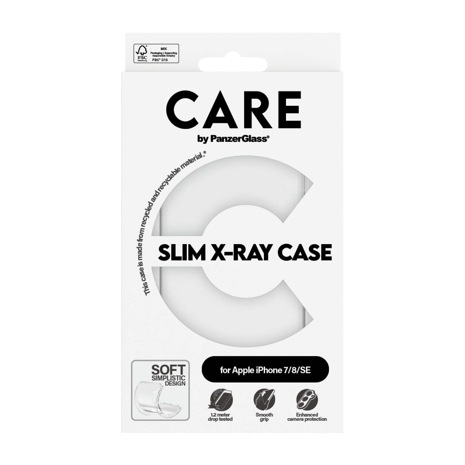 Гръб CARE by PanzerGlass за iPhone 7/8/SE Fashion X-Ray Soft - Прозрачен