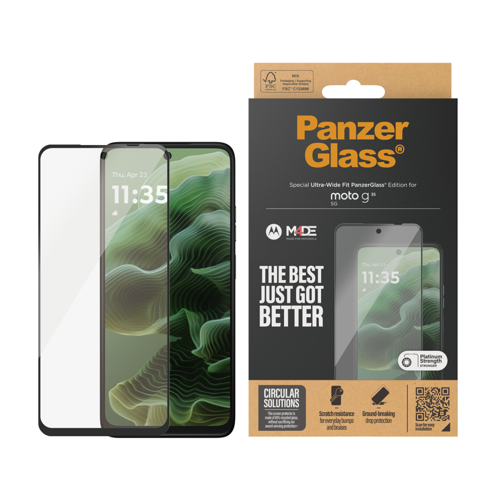 Стъклен протектор PanzerGlass за Motorola Moto G35 5G, UWF