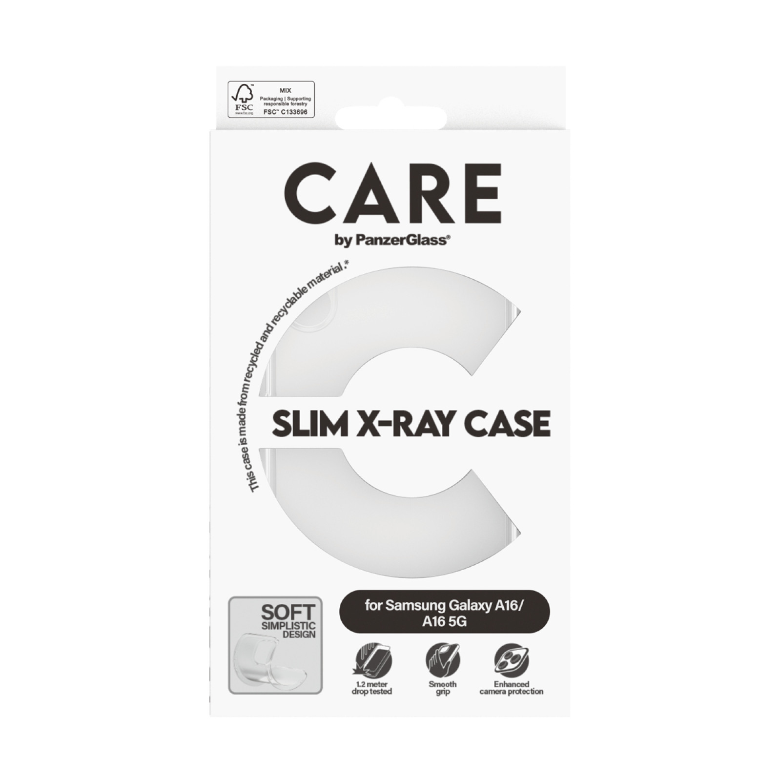 Гръб CARE by PanzerGlass за Samsung Galaxy A16, A16 5 G, Case Fashion X-Ray Soft Basic - Прозрачен