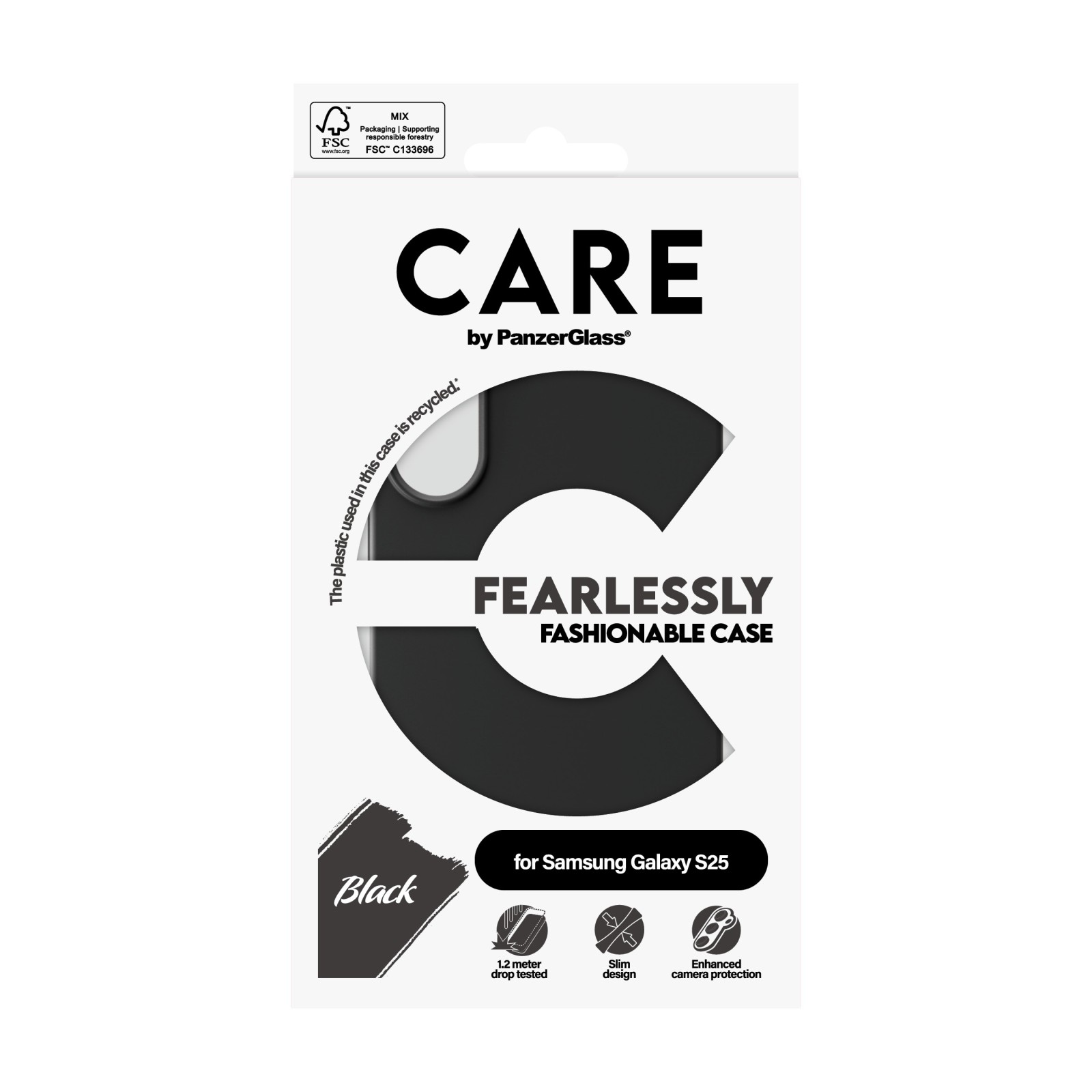 Гръб Care by PanzerGlass за Samsung Galaxy S25, Fashionable Case, Черен - Калъфи за Samsung Galaxy S25 | Phoneplay.bg