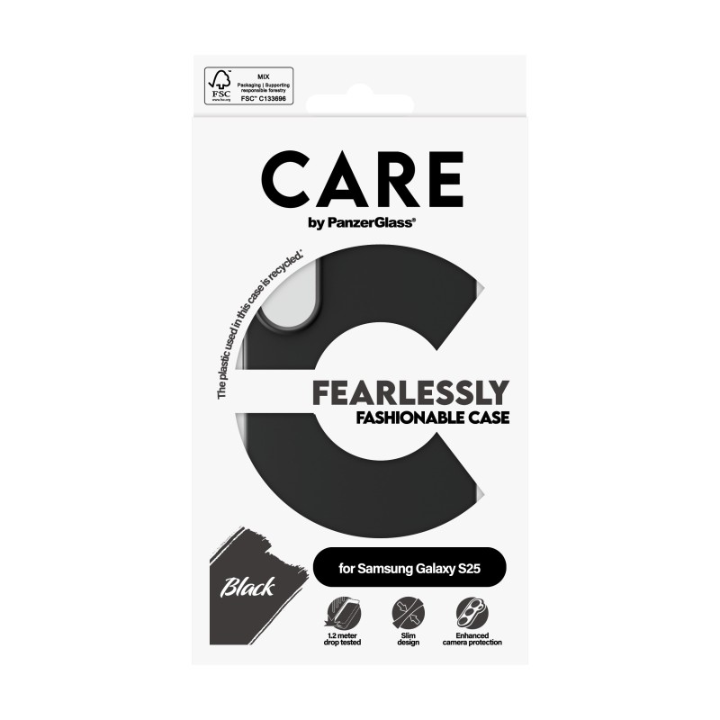 Гръб Care by PanzerGlass за Samsung Galaxy S25, Fashionable Case, Черен - Калъфи за Samsung Galaxy S25 | Phoneplay.bg