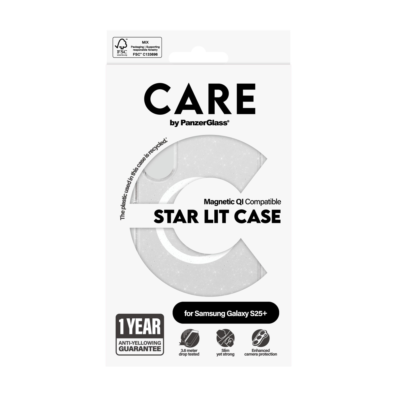 Гръб Care by PanzerGlass за Samsung Galaxy S25 Plus, Flagship Case, Urban Combat, Star Lit, QI Compatible, Блестящ - Калъфи за Samsung Galaxy S25+ | Phoneplay.bg