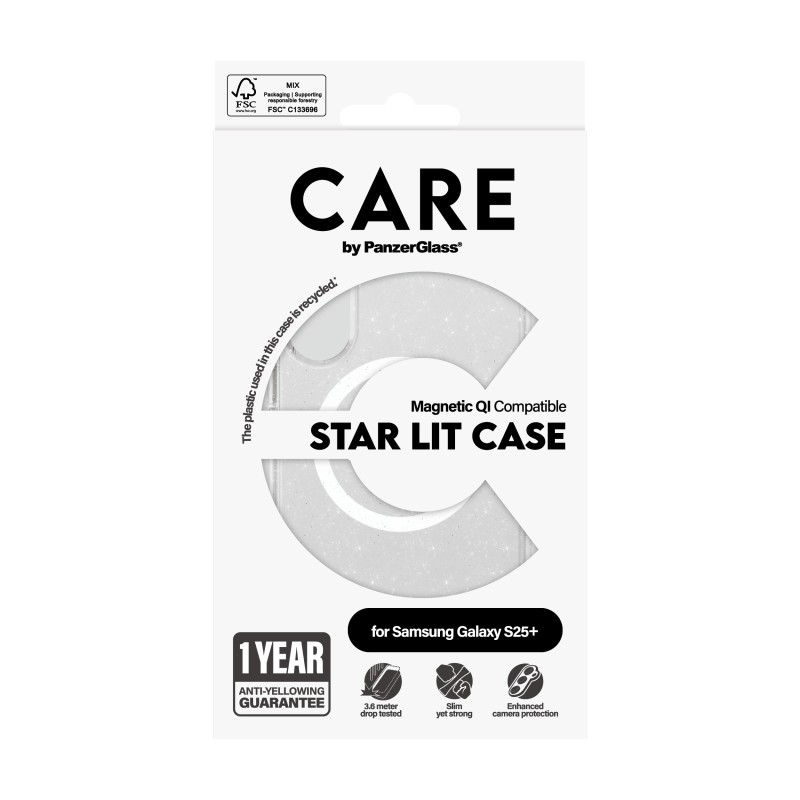 Гръб Care by PanzerGlass за Samsung Galaxy S25 Plus, Flagship Case, Urban Combat, Star Lit, QI Compatible, Блестящ - Калъфи за Samsung Galaxy S25+ | Phoneplay.bg