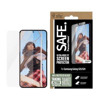 Стъклен протектор Safe за Samsung Galaxy S25, S24, UWF, Прозрачен Стъклен протектор Safe за Samsung Galaxy S25, S24, UWF, Прозрачен