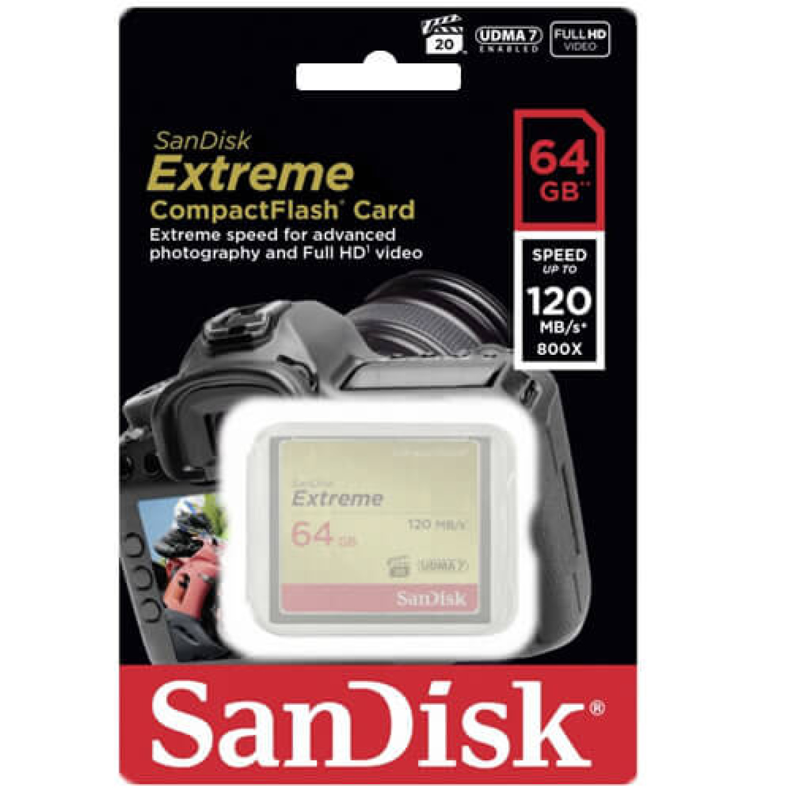 Мемори карта  SanDisk Extreme CF 120MB/s, 85MB/s write, UDMA7, 64GB,