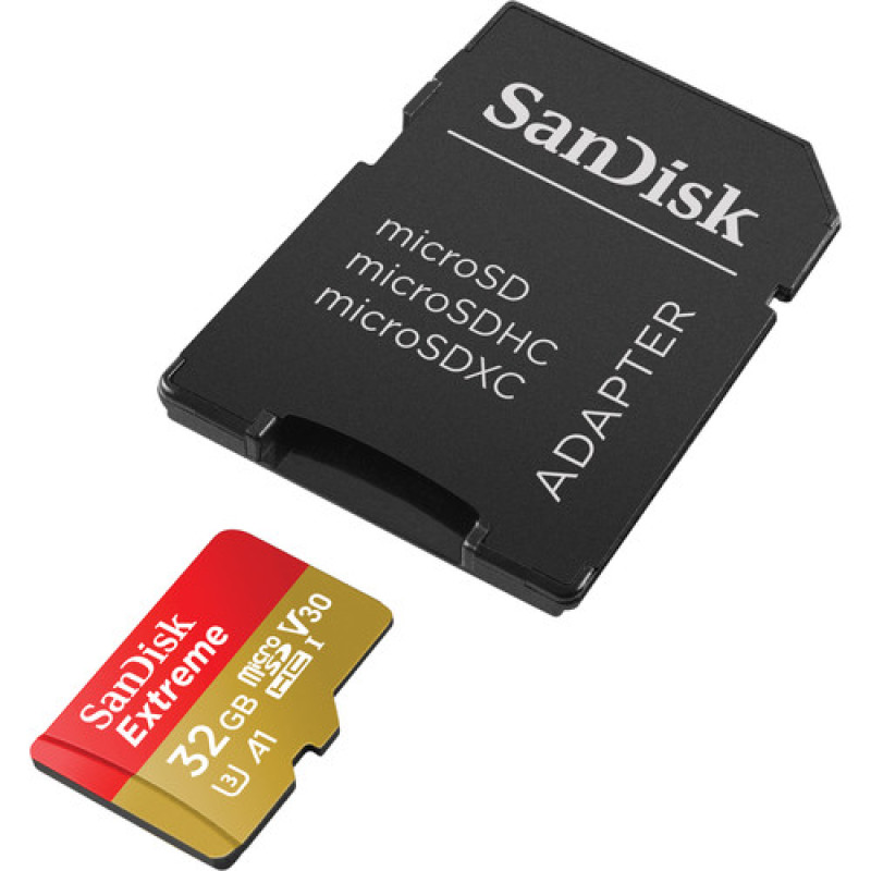 Мемори карта  SanDisk Extreme microSDHC 32GB + SD Adapter + RescuePRO Deluxe 100MB/s A1 C10 V30 UHS-I U3