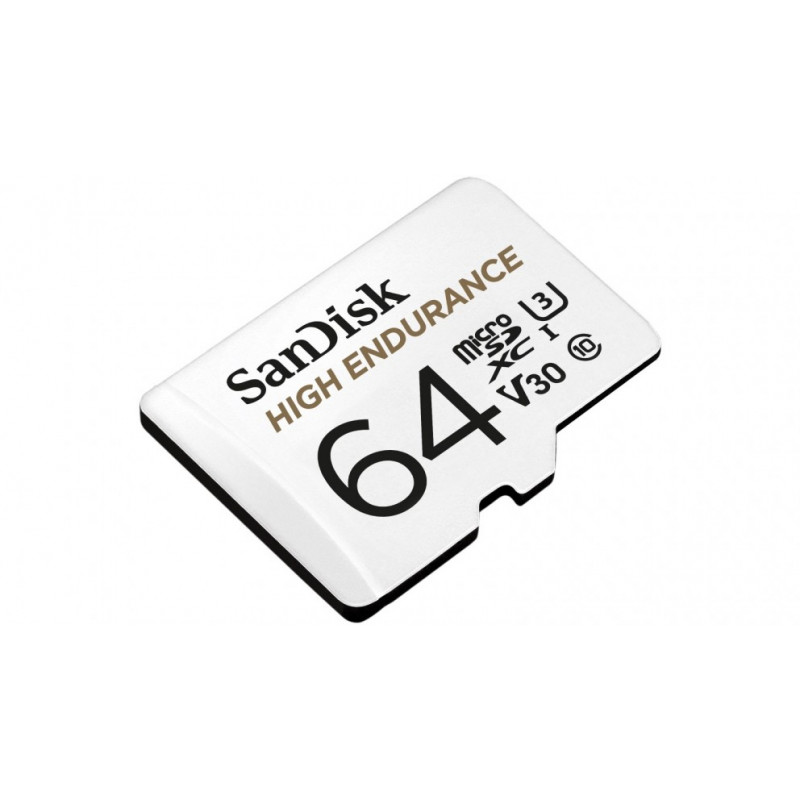 Мемори карта SanDisk High Endurance microSDXC 64GB + SD Adapter - for dash cams and home monitoring, up to 5,000 Hours, Full HD / 4K videos, up to 100/40 MB/s Read/Write speeds, C10, U3, V30