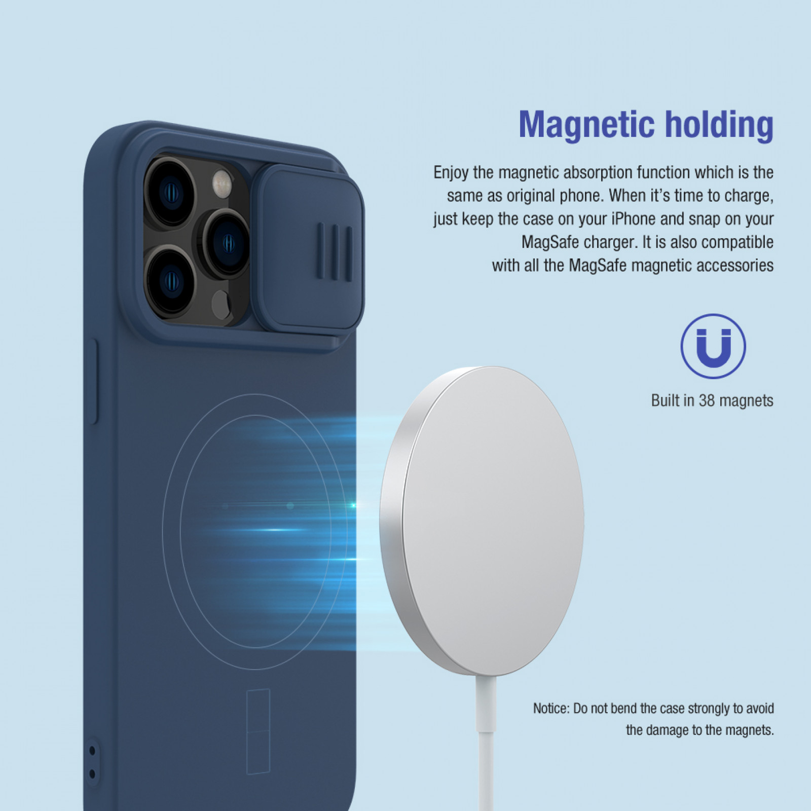Гръб Nillkin CamShield Silky Magnetic silicone за iphone 14 Pro Max - Син