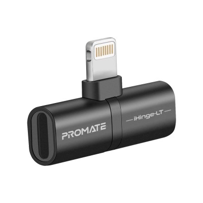 Преходник ProMate, 2-in-1 Audio and Charging Adaptor with Lightning Connector • 2.4A Pass Through Charging • 48KHz Audio Output, черен