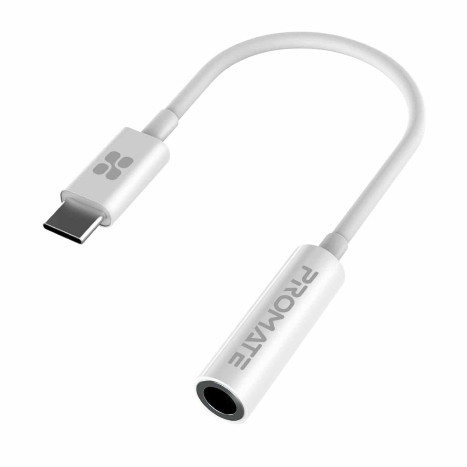 Адептер ProMate AUXLINK-C,  Type-C to 3.5mm AUX Adapter, 12cm - Бял