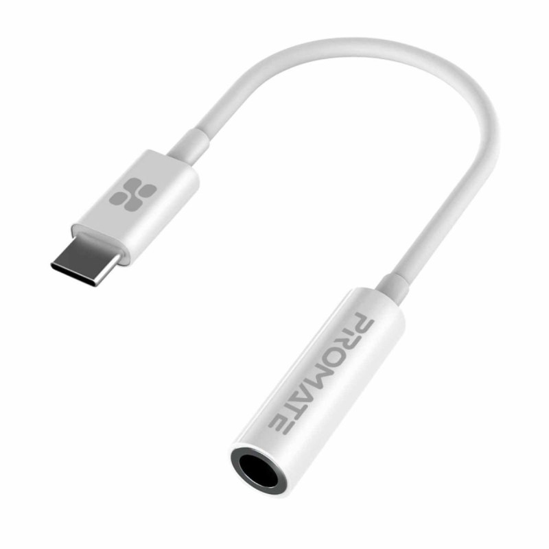 Адаптор ProMate AUXLINK-C,  Type-C to 3.5mm AUX Adapter, 12cm - Бял
