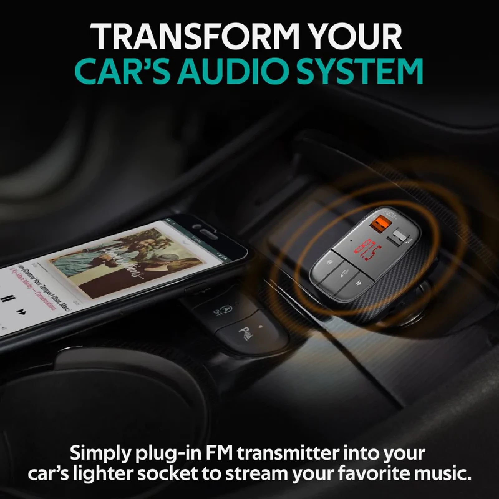 FM трансмитър ProMate Smartune-2+,  Universal Bluetooth v5.0 Car FM Modulator With Quick Charge 3.0 Port • Handsfree Support • Multiple Playback Options, Черен