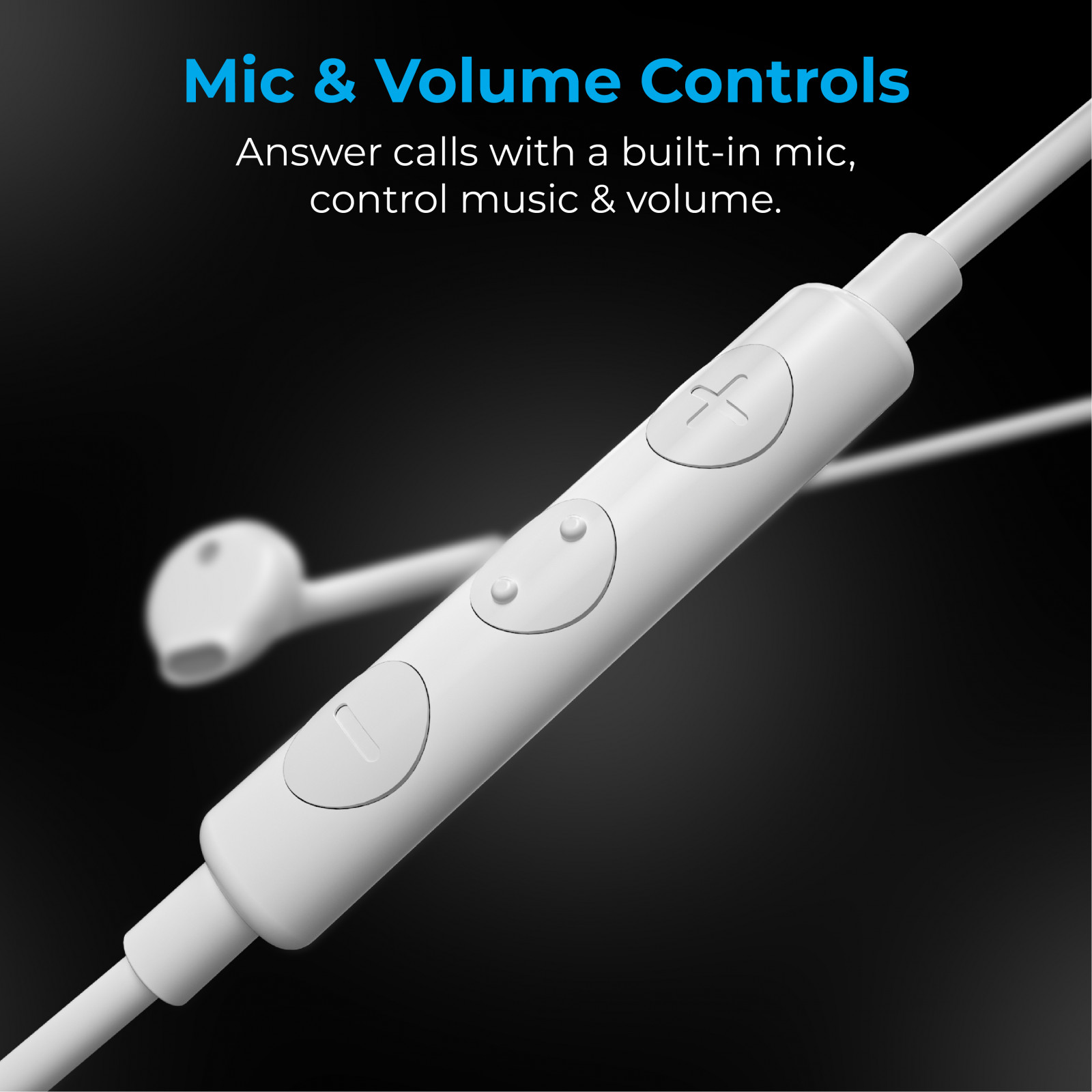 Слушалки ProMate GEARPOD-LT,Apple MFi Certified High-Performance Mono Earbud • Universal Volume Control • Inline Microphone • Anti-Tangle High Tensile Strength Cable, Бял