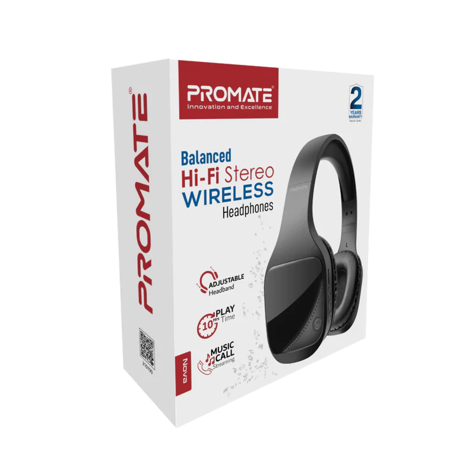 Безжични слушалки ProMate Nova, Balanced Hi-Fi Stereo Bluetooth v5.1 Headphones • 10 Hours Playback  • MircoSD Playback • AUX Port • FM Radio Mode • High Clarity Microphone, Черен