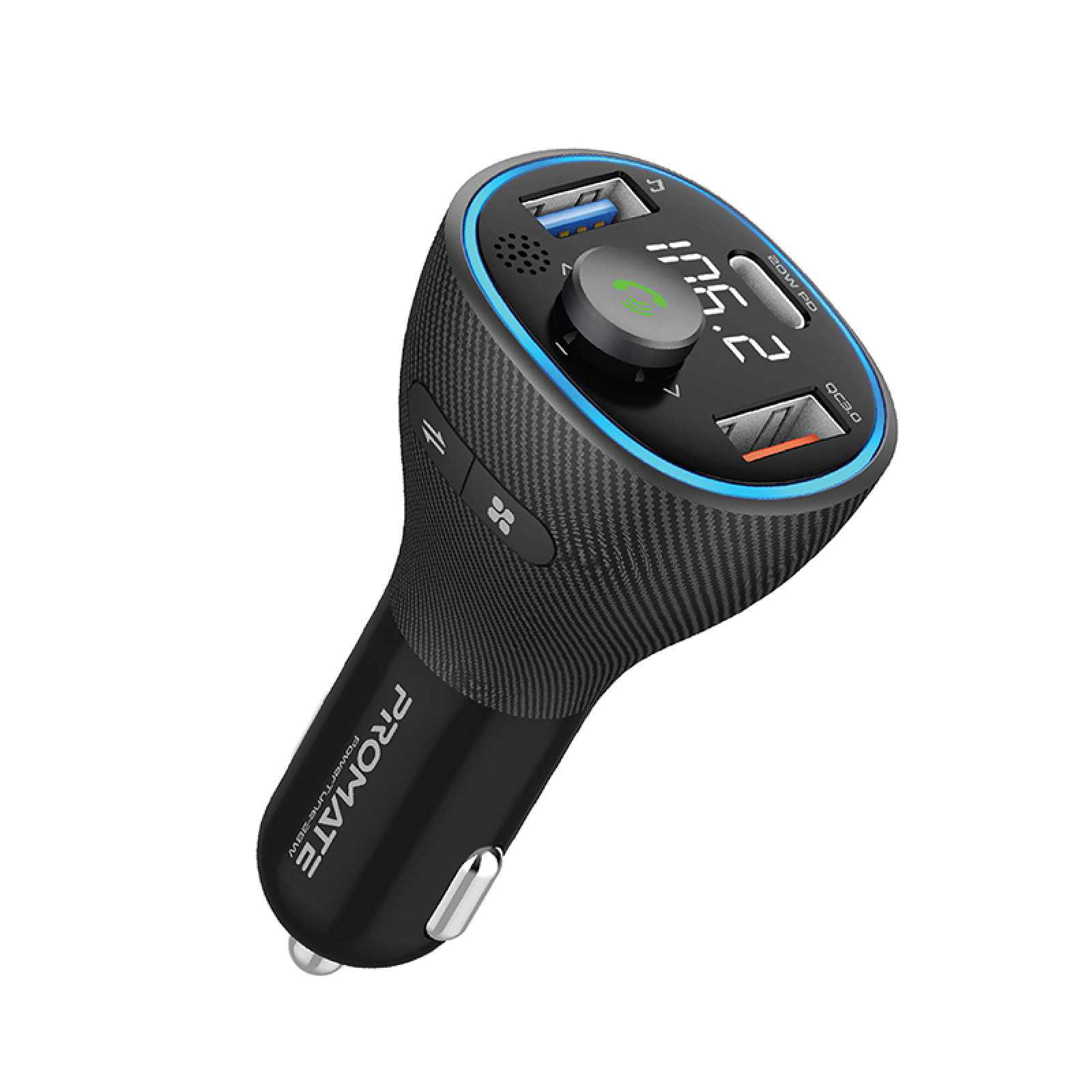 Wireless  трасмитер за кола POWERTUNE-38W Car FM Transmitter with 20W PD, QC 3.0, 1A  USB Charging and Handsfree