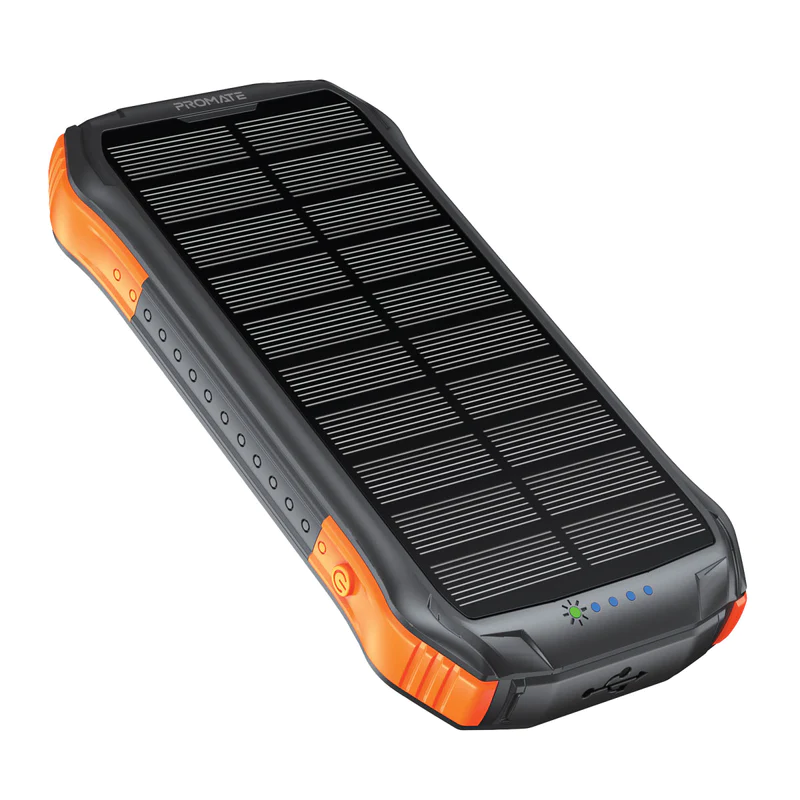 Външна батерия ProMate, SolarTank-10PDQi ,PowerBank , Rugged, EcoLight 20W / 3.0 QC 5 in 1 10000mAh - Черна
