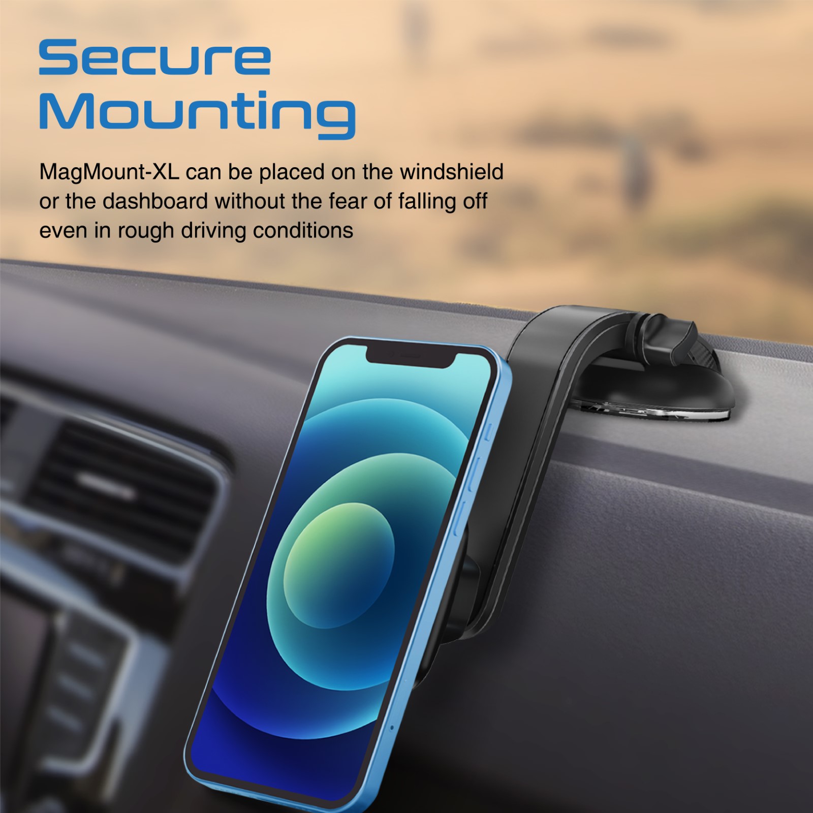 Стойка за кола, ProMate, MAGMOUNT-XL,360 Cradleless Magnetic Car Mount for Smartphones • Secure Anti-Slip Mount • For Dashboard and Windshield • Metal Ring and Rectangular Plate included , Черен