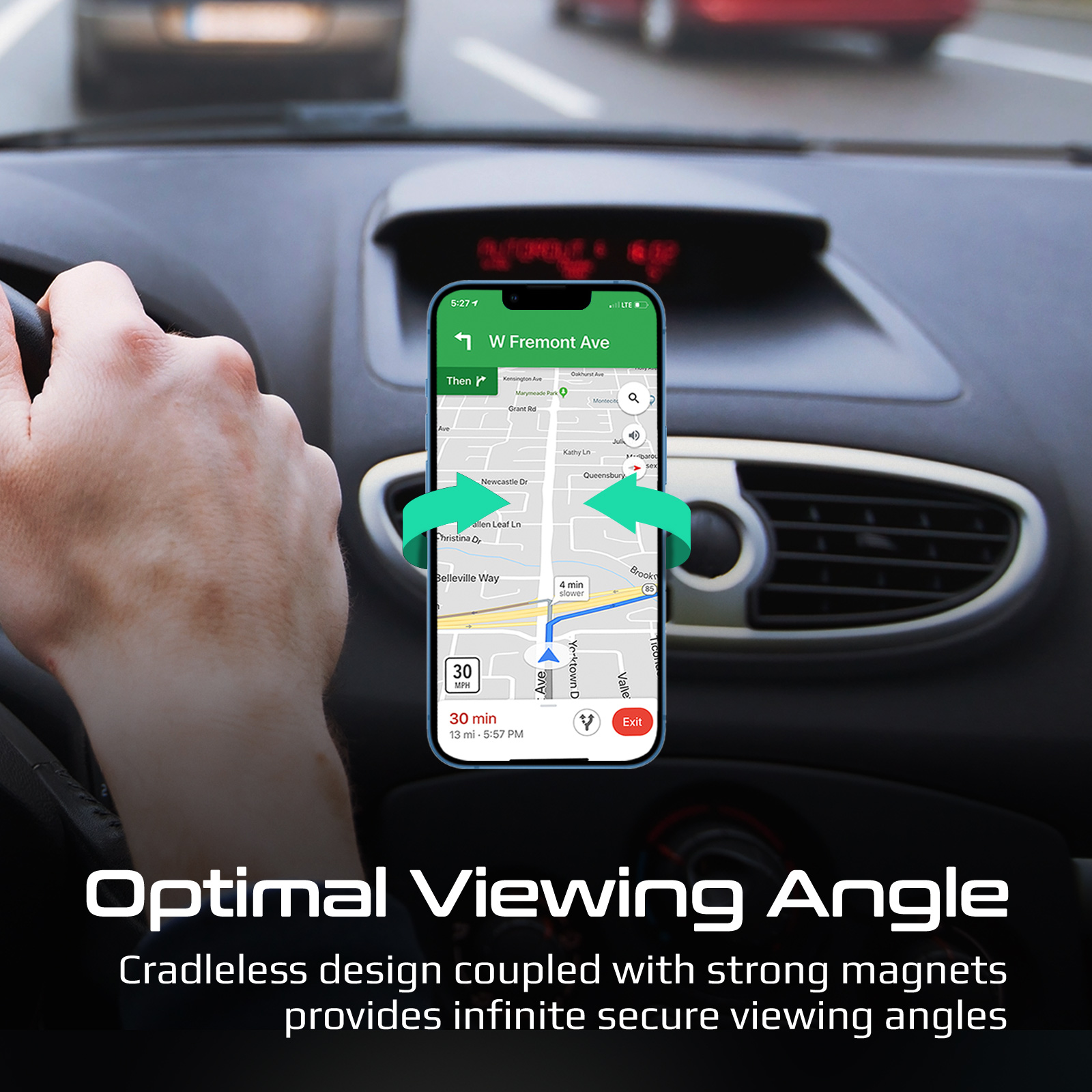 Стойка за кола, ProMate, Ventmag-XL,360 Cradleless Magnetic Car AC Vent Mount for Smartphones • Secure Anti-Slip Mount • Multi-Angle Mounting •  Metal Ring and Rectangular Plate included  , Черен