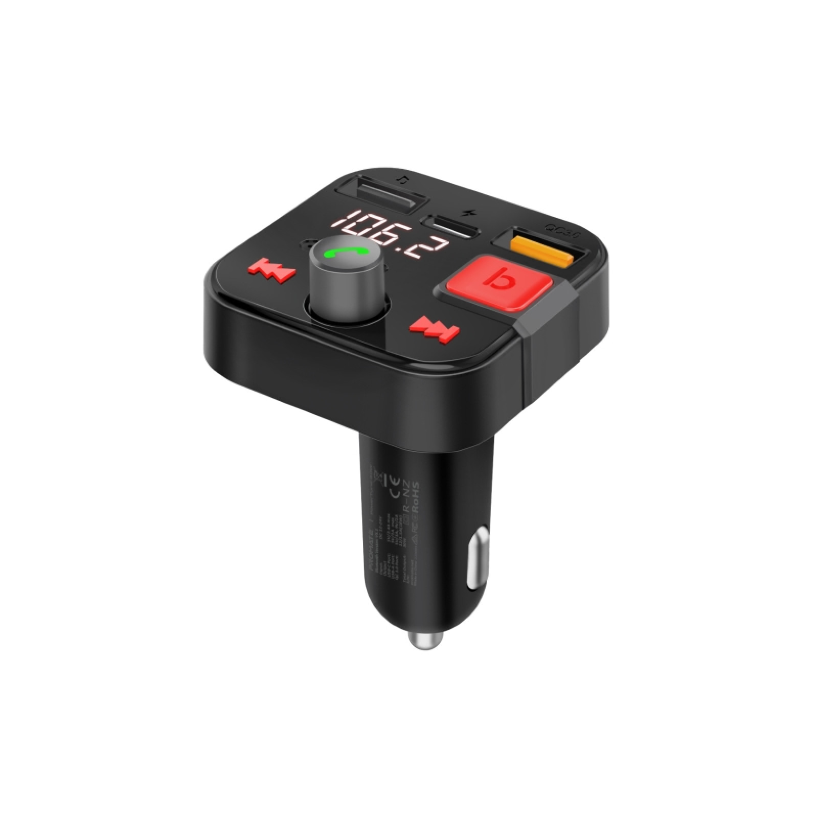 Bluetooth трансмитер за кола PowerTune-30W  FM Transmitter with Handsfree, Quick Charge 3.0, USB-C and USB-A Ports