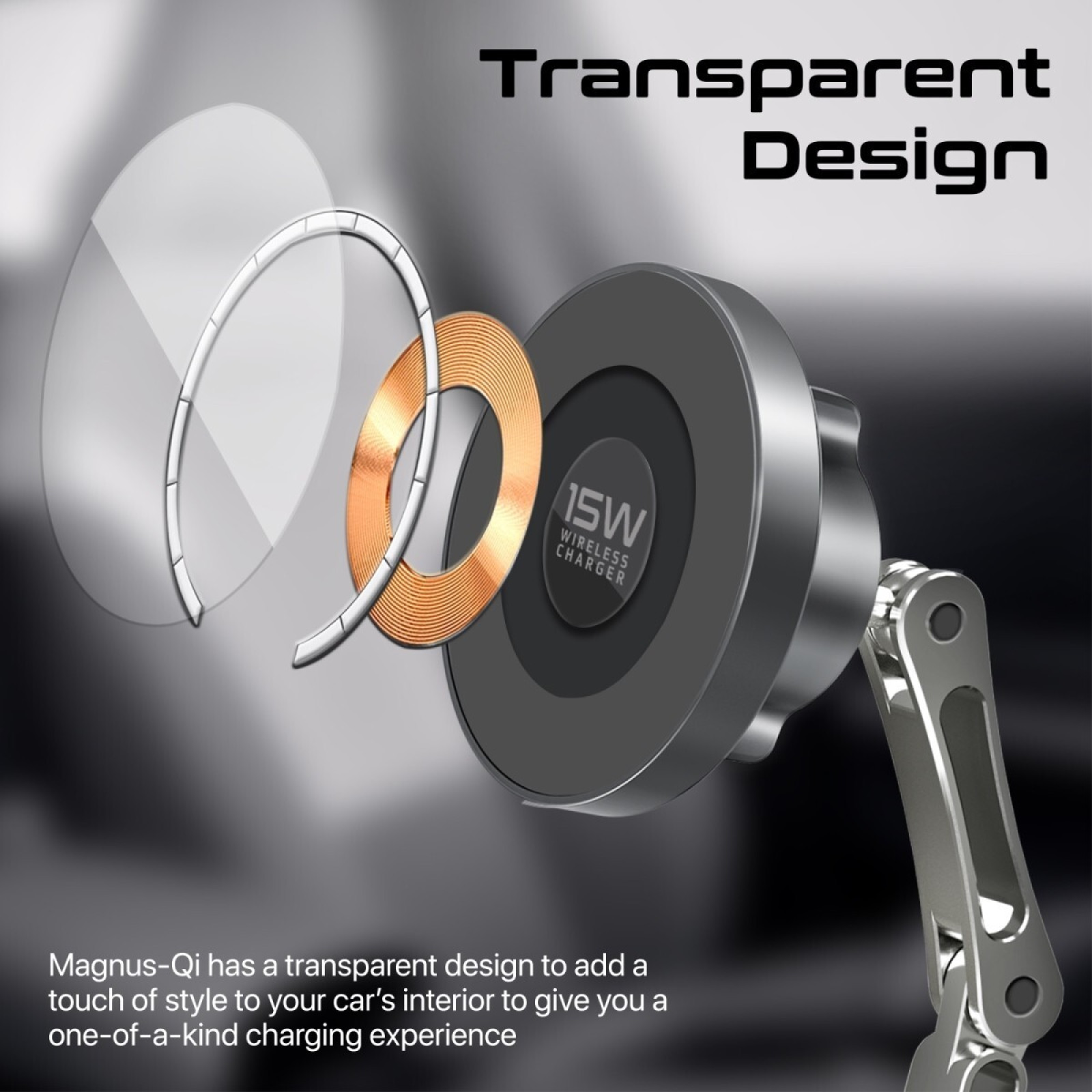 Безжична стойка за кола 12V ProMate MAGNUS-QI 360° Cradleless 15W MagSafe Compatible Wireless Charging Car mount, For Dashboard and Windshield, Tria