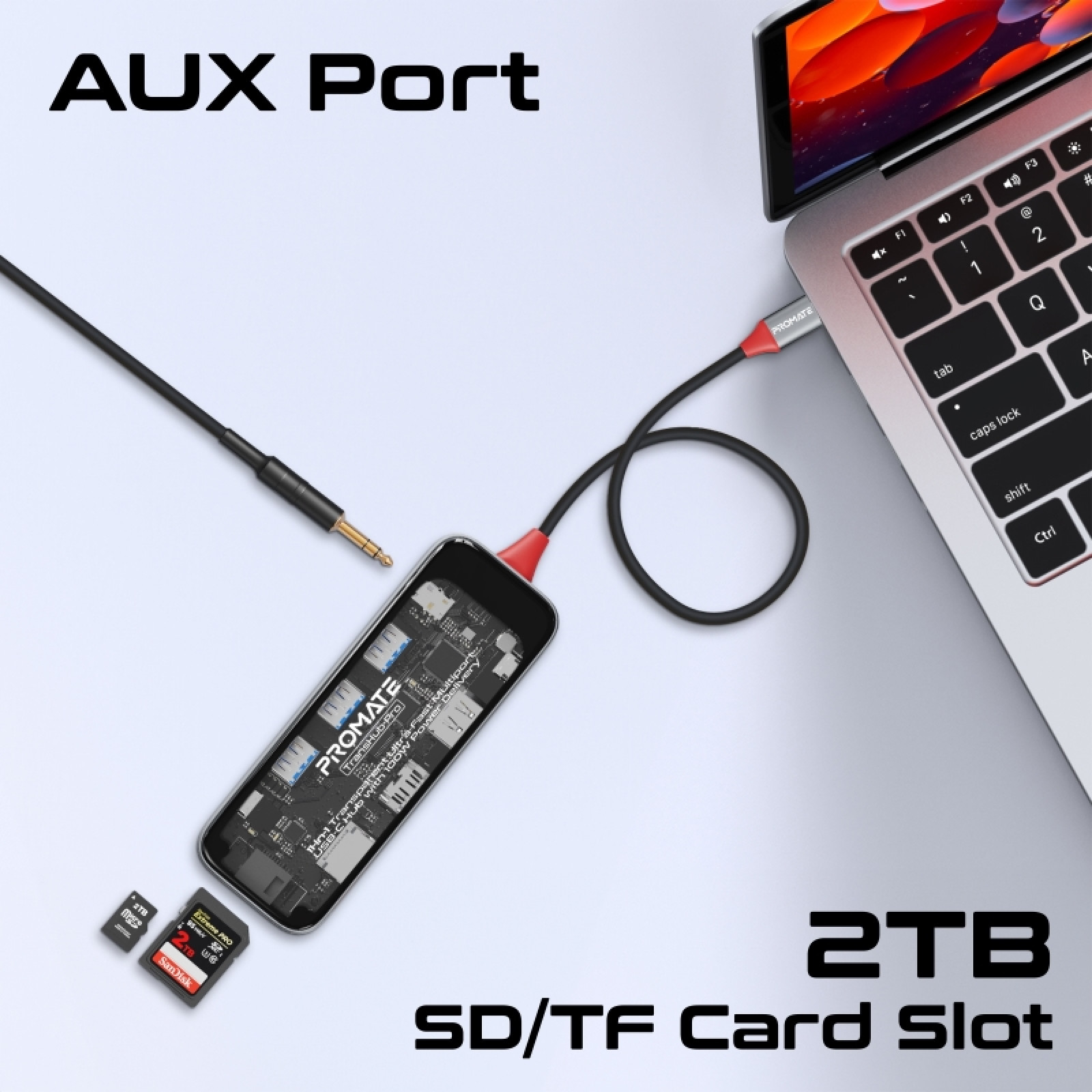 Хъб ProMate, TRANSHUB-PRO, 11-in-1, Transparent, USB-C Hub с 100W PD Passthrough Port, 4K@60Hz HDMI, Display Port, RJ45 Port, Прозрачен