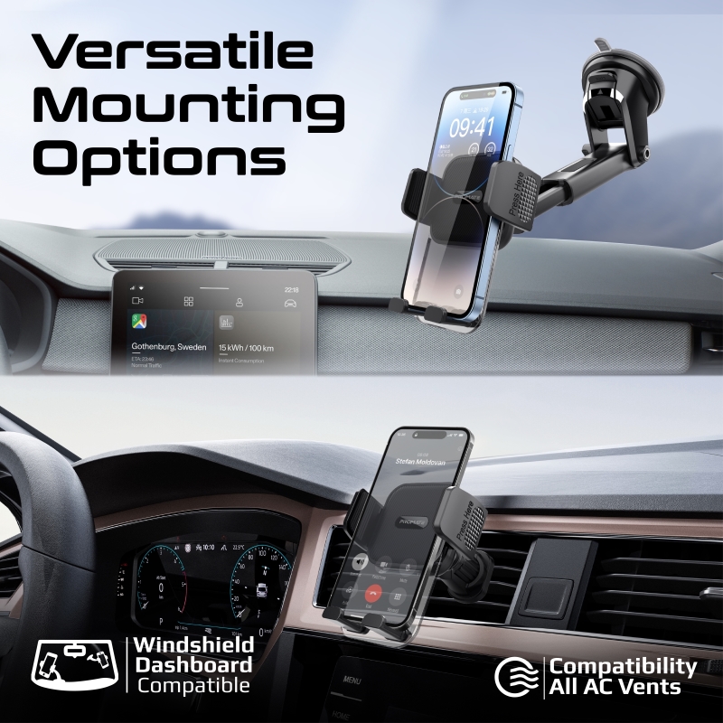 Стойка за кола ProMate TRANSHOLD-EXT Transparent Smartphone Cradle Car Mount Kit, Multiple mounting options, Compatible with 4.7" to 7.2"