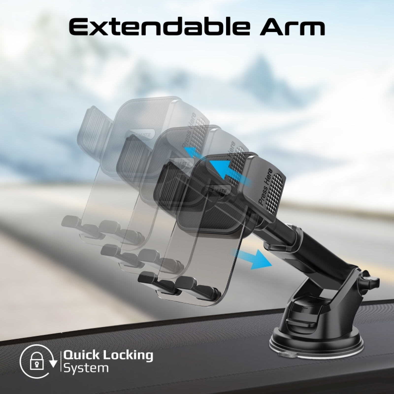 Стойка за кола ProMate TRANSHOLD-EXT Transparent Smartphone Cradle Car Mount Kit, Multiple mounting options, Compatible with 4.7" to 7.2"