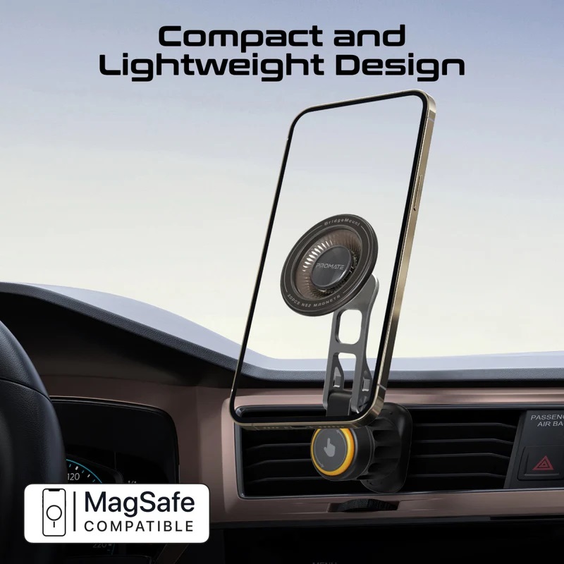 Стойка за кола ProMate  BRIDGEMOUNT 360° Rotatable Cradleless Magnetic Car Phone Mount, For AC Vents, Metal ring Plate included.