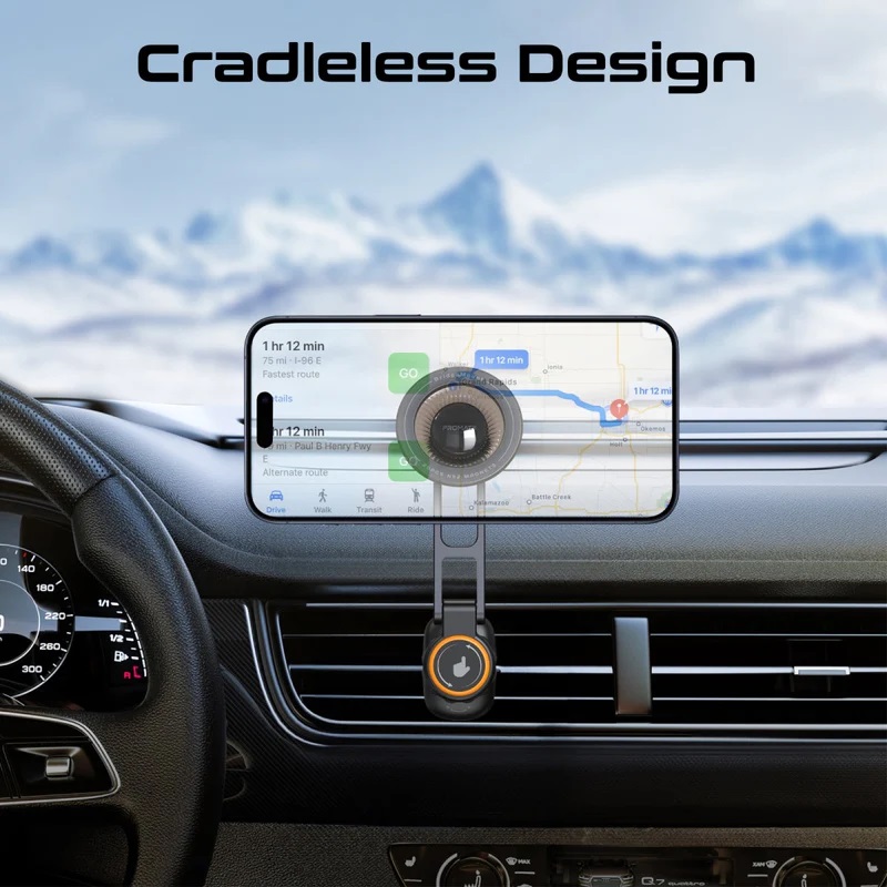 Стойка за кола ProMate  BRIDGEMOUNT 360° Rotatable Cradleless Magnetic Car Phone Mount, For AC Vents, Metal ring Plate included.