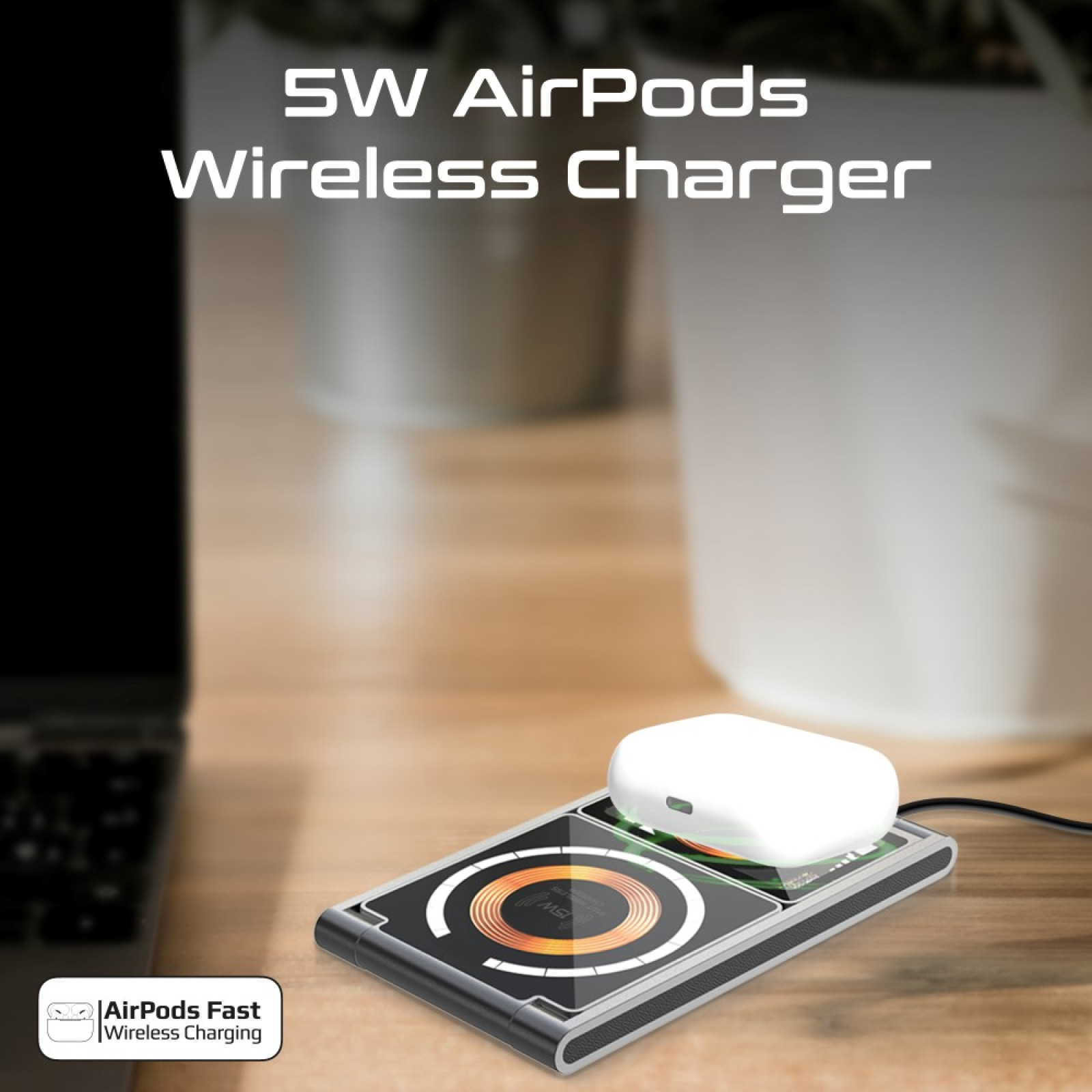 Зарядна станция ProMate, LucidFold-Trio 3-in-1 Transparent Foldable Wireless Charging station w/ 15W MagSafe Charger, 5W Wireless Charger, 3W Apple Watch Charger