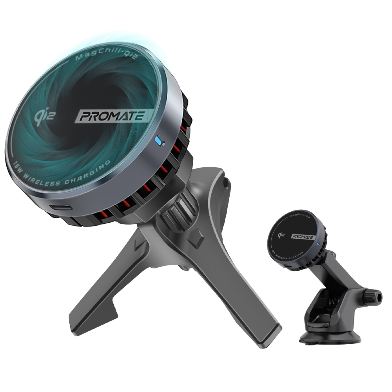 Безжична стойка за кола ProMate, MagChill-Qi2 15W Qi2 Certified Wireless Charging Car Mount with Phone Cooling Feature, MagSafe Compatible, For Dashboard, Windshield and AC Vent - Безжични зарядни устройства - Wireless | Phoneplay.bg