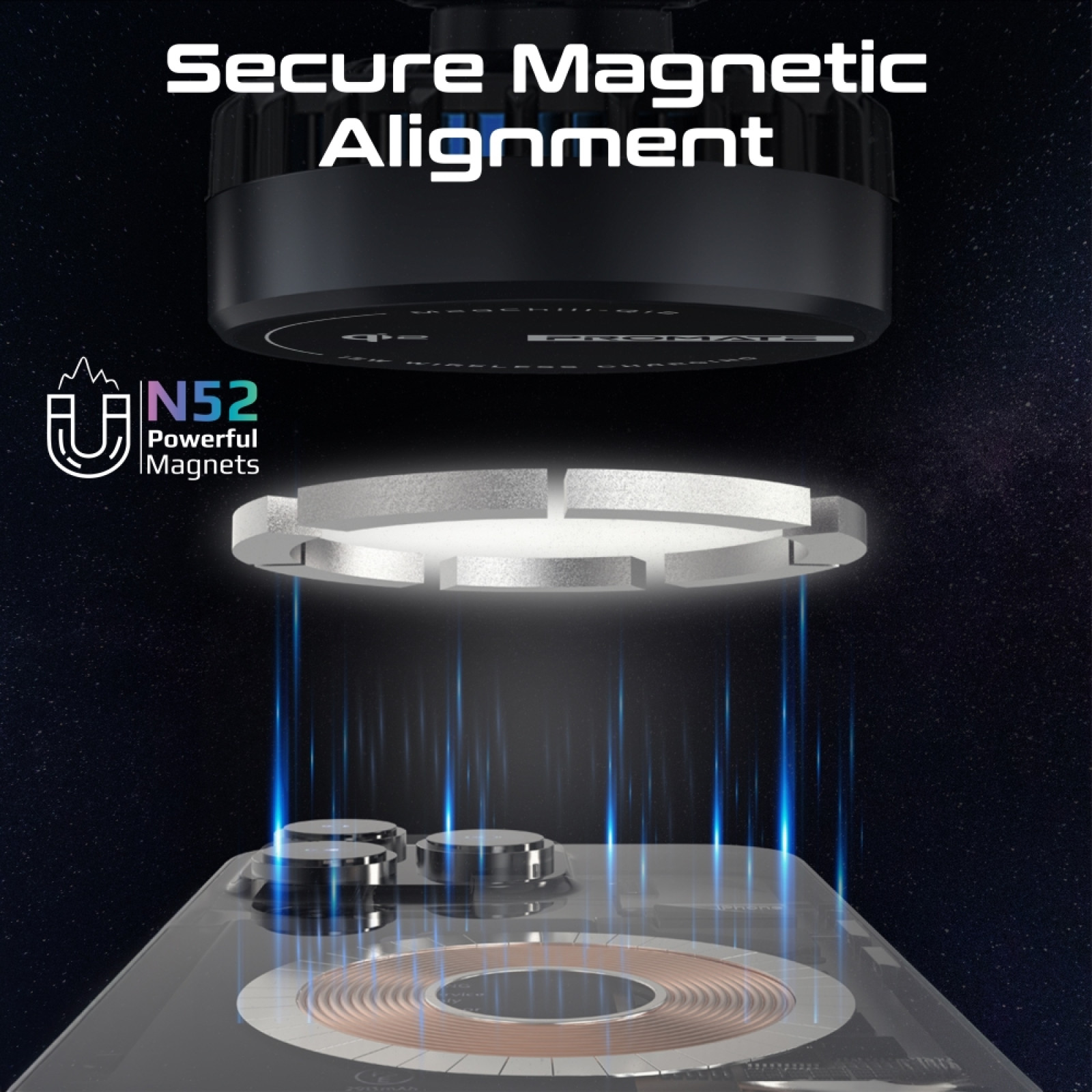 Безжична стойка за кола ProMate, MagChill-Qi2 15W Qi2 Certified Wireless Charging Car Mount with Phone Cooling Feature, MagSafe Compatible, For Dashboard, Windshield and AC Vent - Безжични зарядни устройства - Wireless | Phoneplay.bg