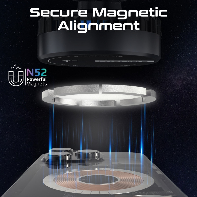 Безжична стойка за кола ProMate, MagChill-Qi2 15W Qi2 Certified Wireless Charging Car Mount with Phone Cooling Feature, MagSafe Compatible, For Dashboard, Windshield and AC Vent - Безжични зарядни устройства - Wireless | Phoneplay.bg