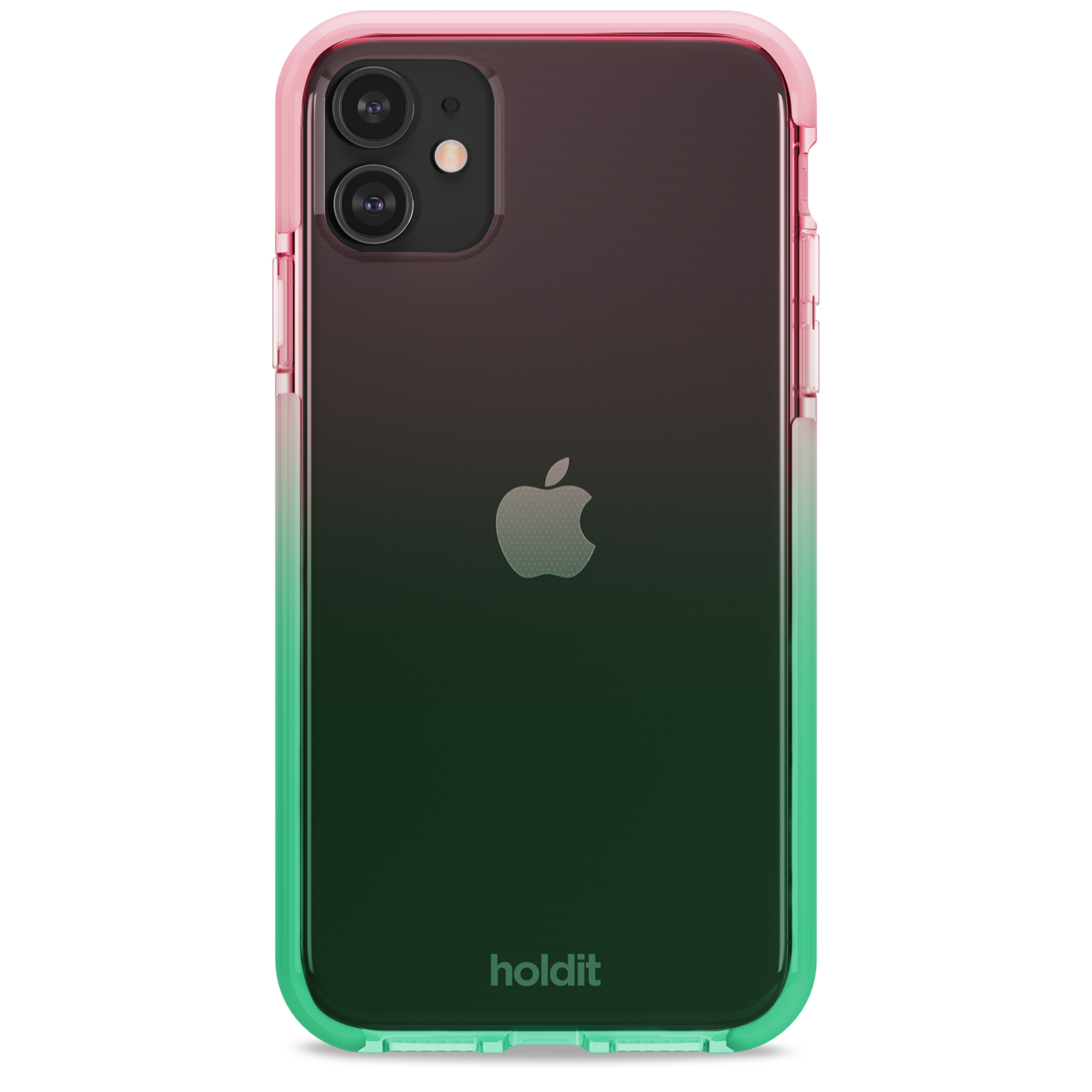 Гръб Holdit за iPhone 11/XR, Seethru Case, Grass green/Bright Pink