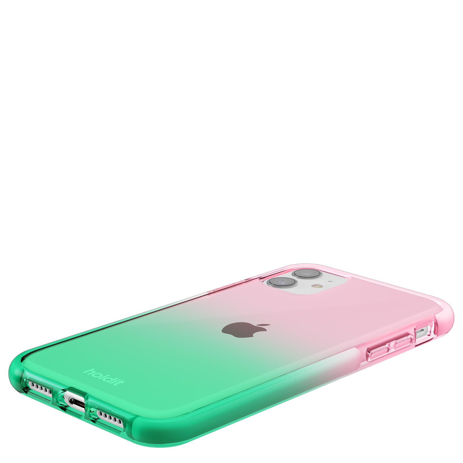 Гръб Holdit за iPhone 11/XR, Seethru Case, Grass green/Bright Pink
