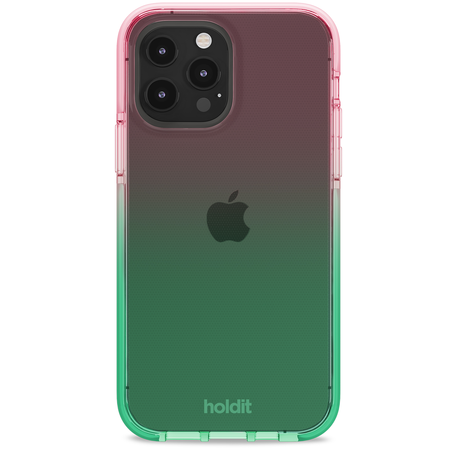 Гръб Holdit за iPhone 13 Pro, Seethru Case, Grass green/Bright Pink