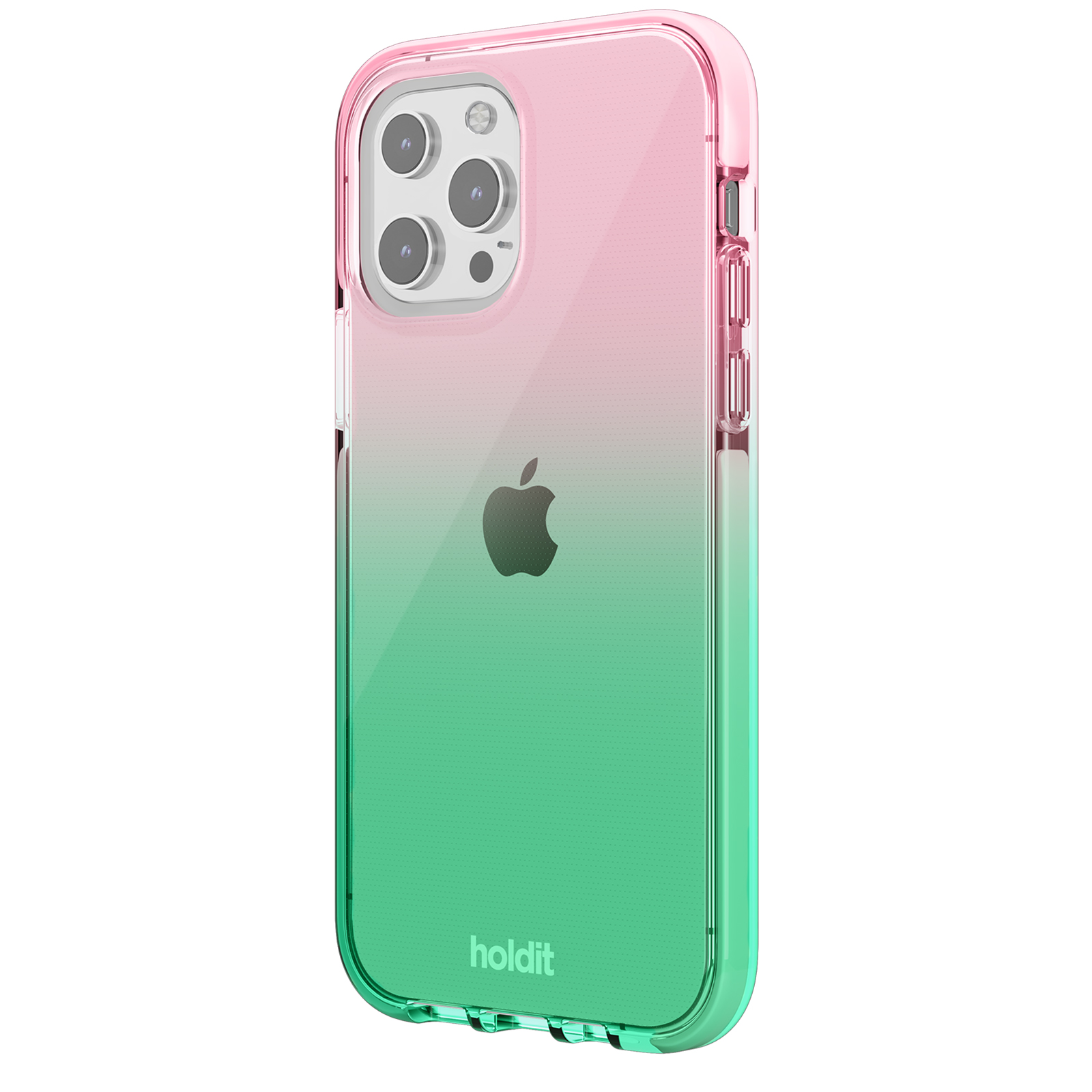 Гръб Holdit за iPhone 13 Pro, Seethru Case, Grass green/Bright Pink