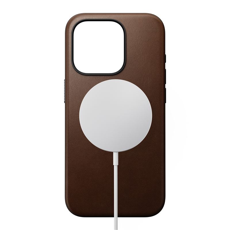 Гръб Nomad за iPhone 15 Pro, Modern Leather Case, Кафяв