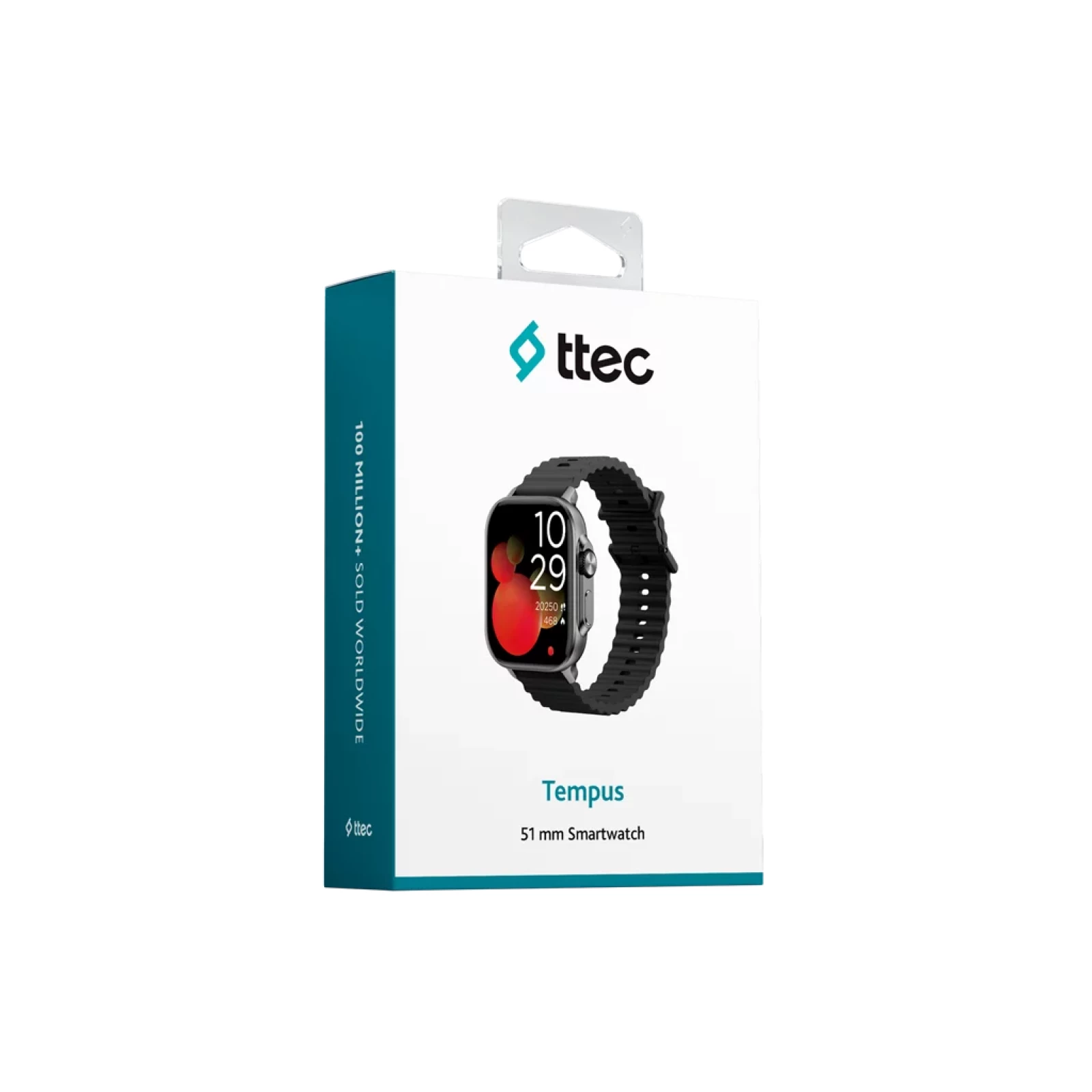 Smart часовник ttec Tempus 51mm TFT Screen  Rectangular Metal Casing Smart Watch - Черен