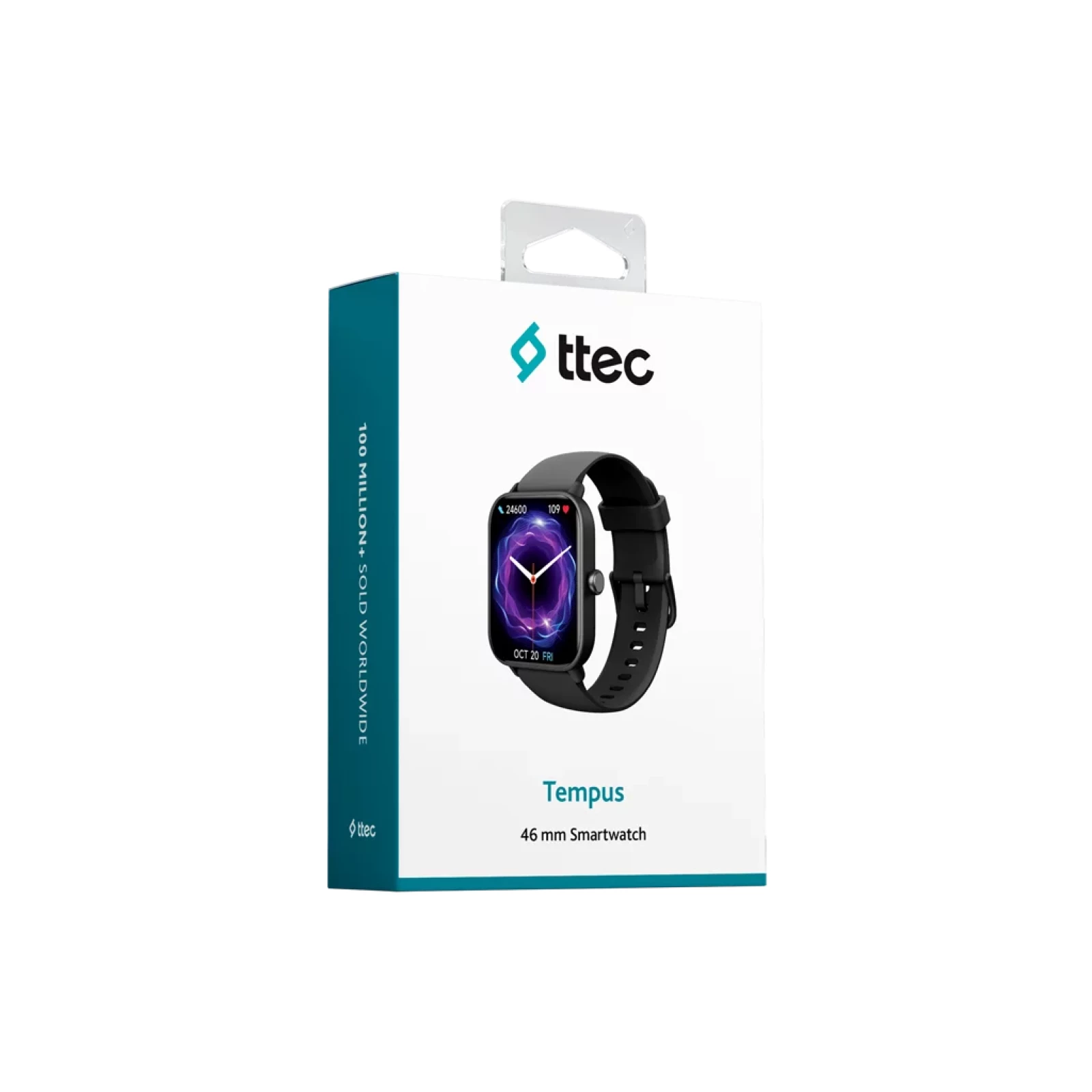 Smart часовник ttec Tempus 46mm TFT Screen Regtangular Casing Smart Watch - Черен