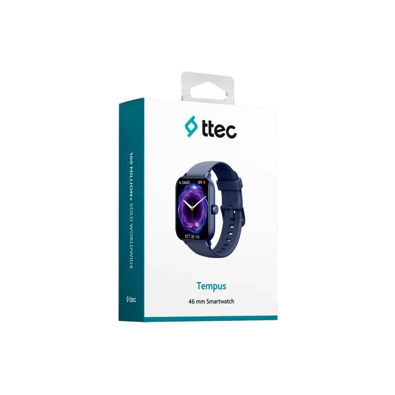 Smart часовник ttec Tempus 46mm TFT Screen Regtangular  CasingSmart Watch - Черен/Син