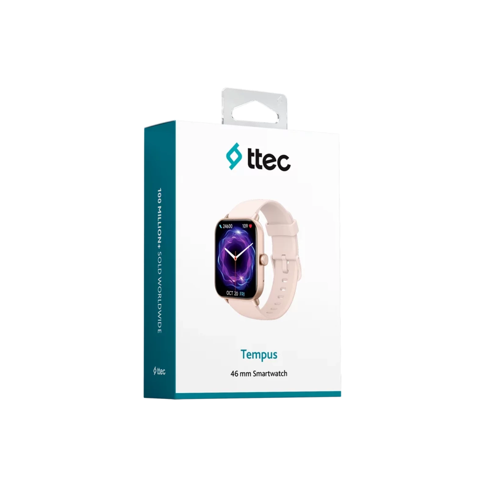 Smart часовник ttec Tempus 46mm TFT Screen Regtangular CasingSmart Watch -  Черен/Rose Gold