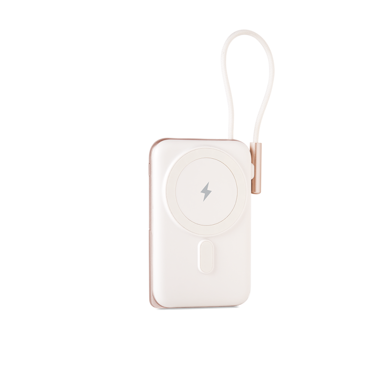 Външна батерия ttec ReCharger Pro M 10.000mAh MagSafe Comp. PD 20W Inserted USB-C Cable Powerbank  - Бяла