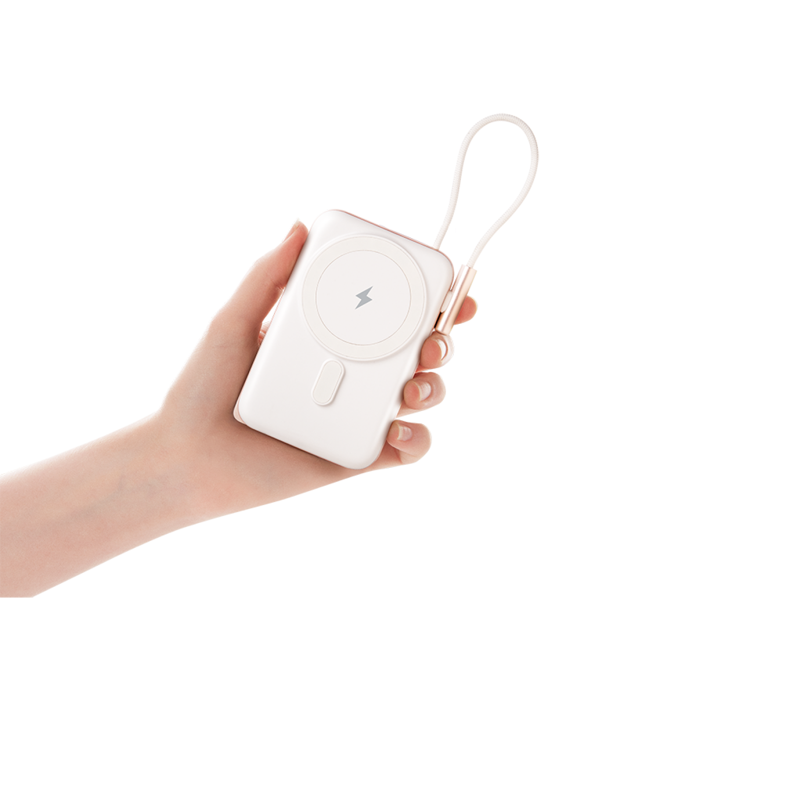 Външна батерия ttec ReCharger Pro M 10.000mAh MagSafe Comp. PD 20W Inserted USB-C Cable Powerbank  - Бяла