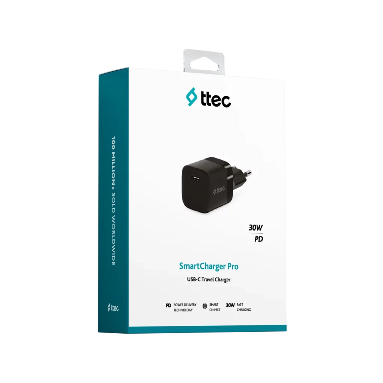 Адаптер ttec,  SmartCharger, PD, 220 V, 30W USB-C,  Черен