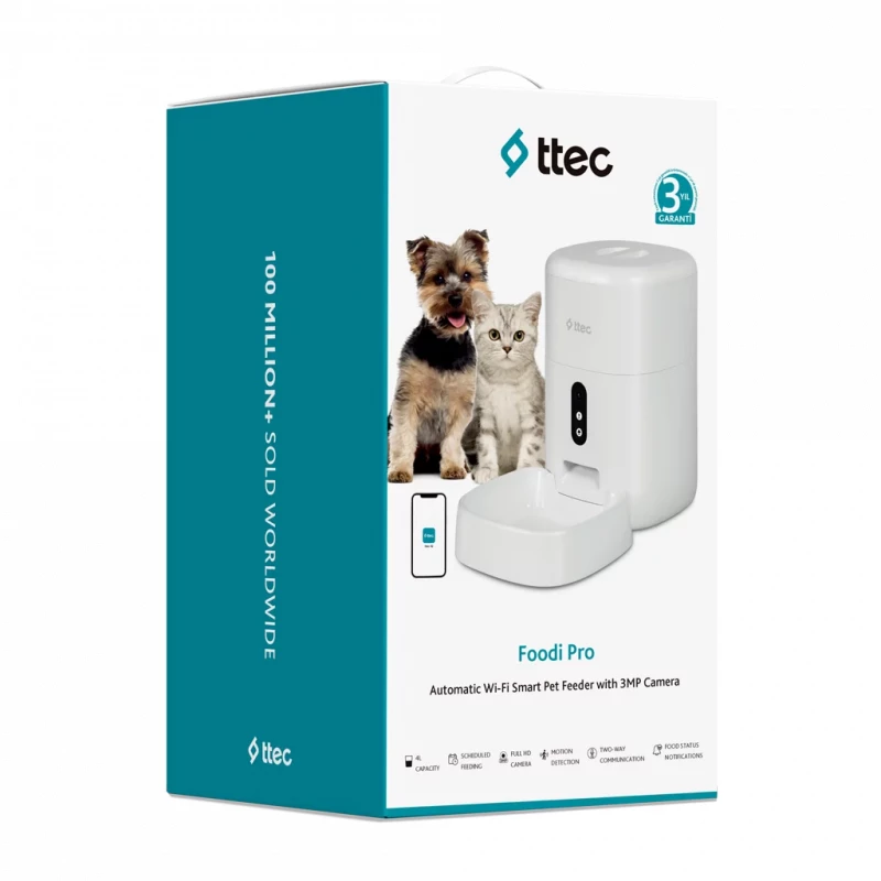 Автоматична хранилка за кучета и котки  с камера ttec Foodi Automatic Wi-Fi Smart Pet Feeder