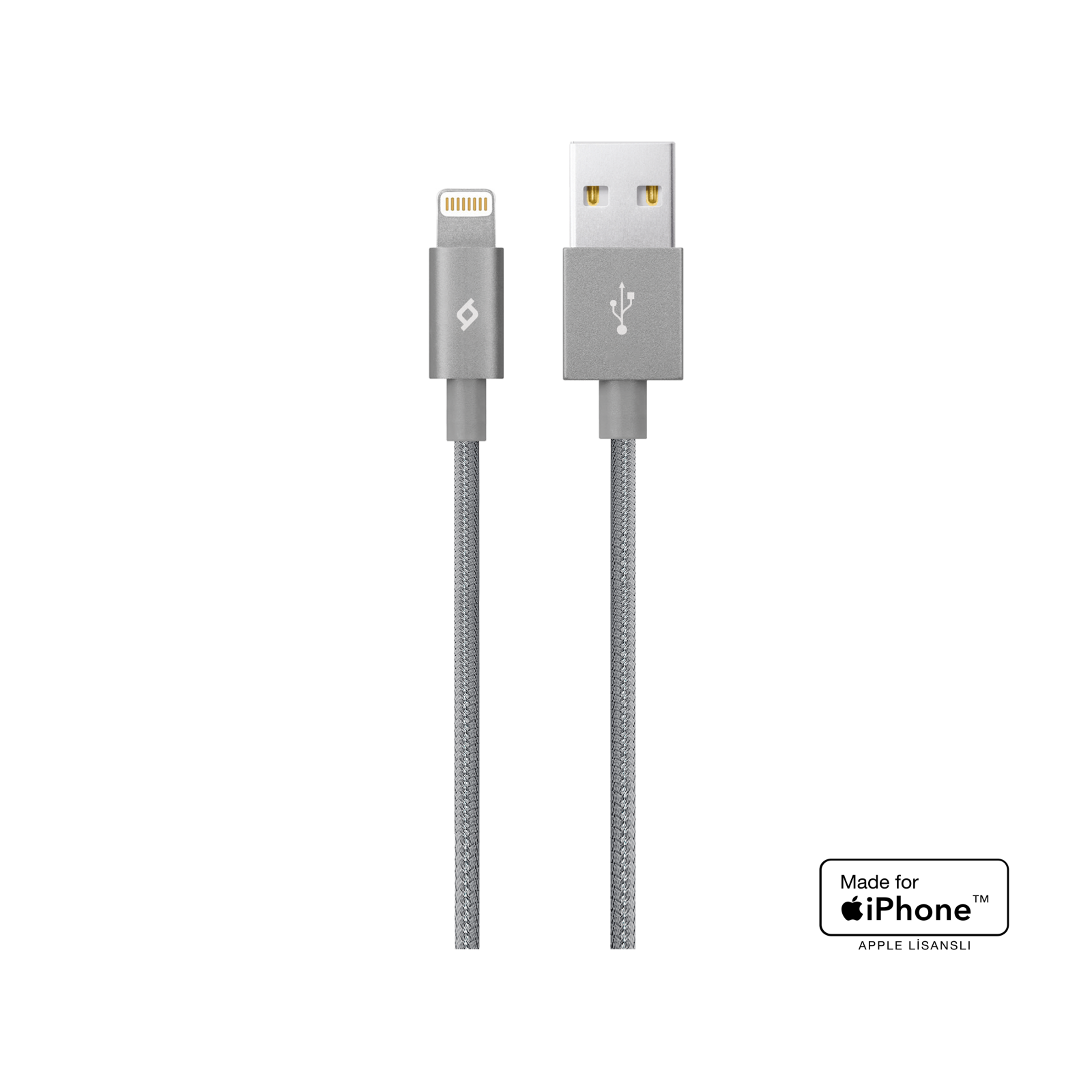 AlumiCable Lightning Charge / Data Cable , Mfi тъмно сив