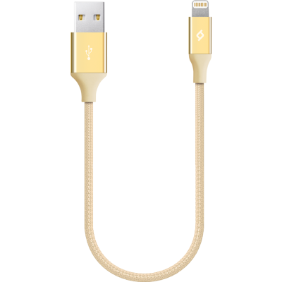 Кабел ttec AlumiCable Ligthning USB Charge / Data Mini Cable, 30cm - Златист