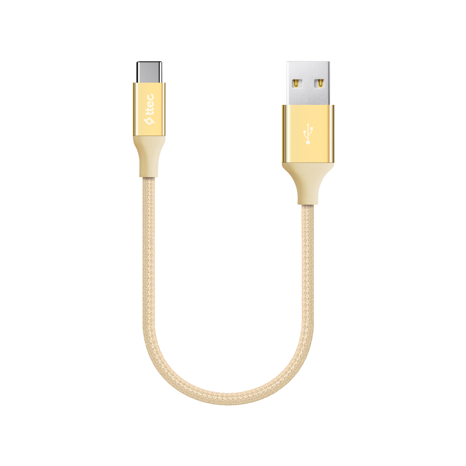 Кабел ttec AlumiCable Type C Charge / Data Cable , 2.0 , 30 cm - Златист