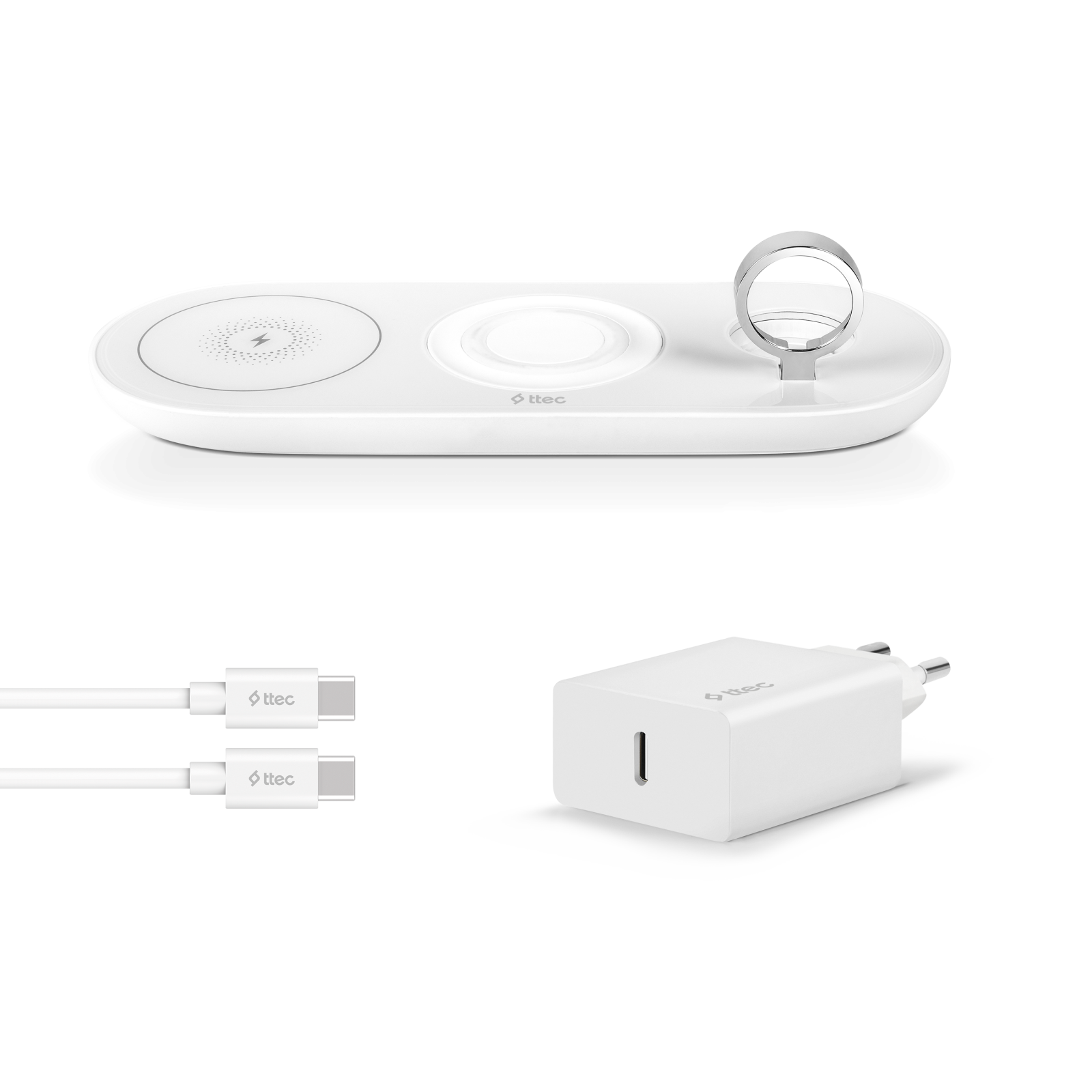 Безжично зарядно устройство ttec SmartCharger Air+ iPhone+Apple Watch+AirPods Wireless Fast